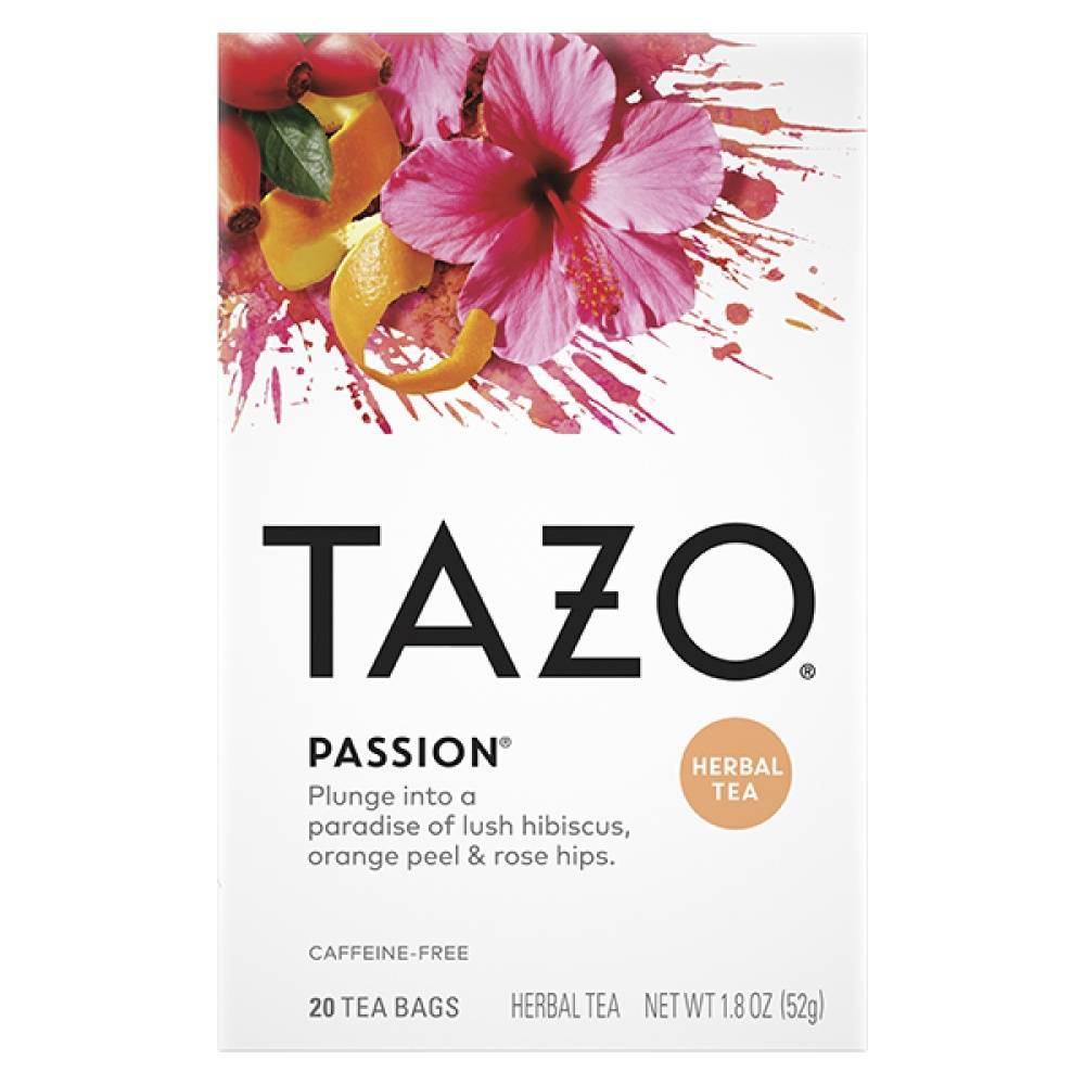 Tazo Passion Caffeine-Free Herbal Tea Bags, Passion Fruit (1.8 oz, 20 ct)