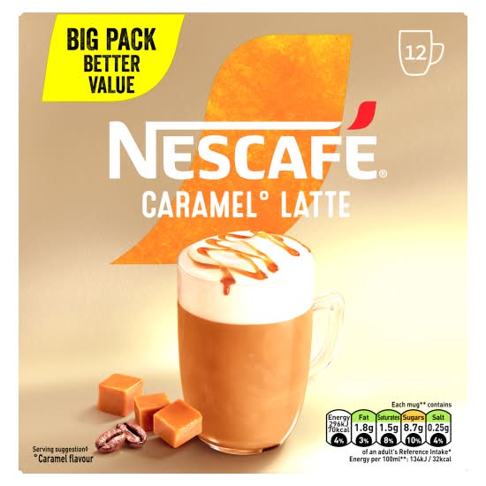 Nescafé Caramel Latte, Instant Coffee Sachets (12 pack)