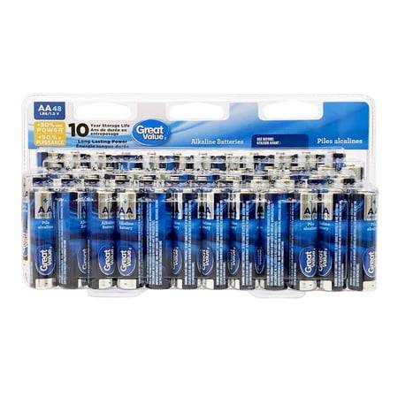 Great value aa lr6/1.5 v alkaline batteries (48 unités)