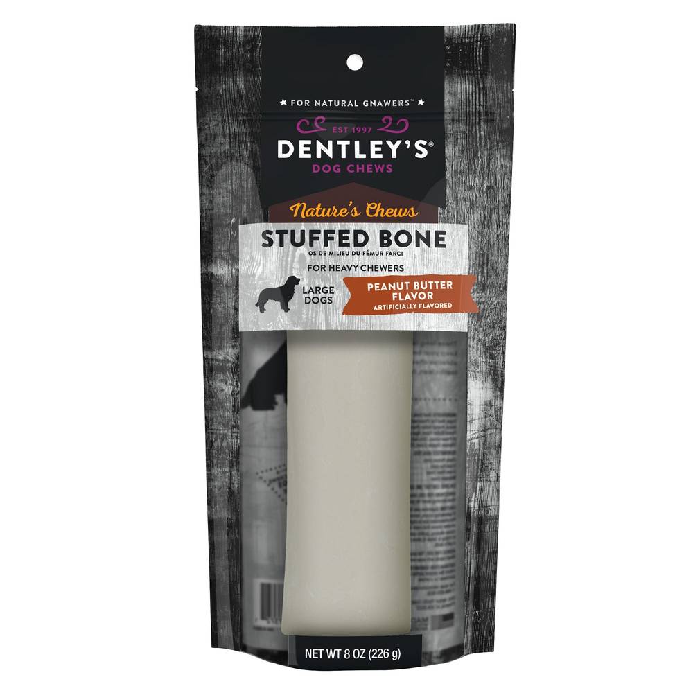 Dentley's Natures Chews Stuffed Bone Dog Food (large/peanut butter)