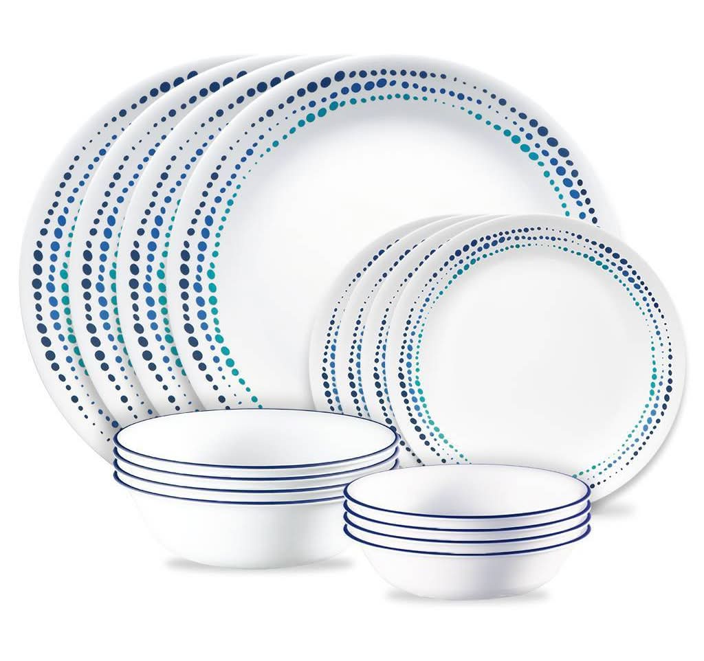 Corelle Vitrelle Dinnerware Set, Ocean Blues (16 ct)