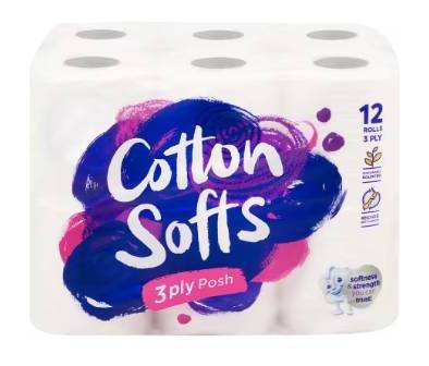 Cotton Softs Toilet Paper 3ply 12pk