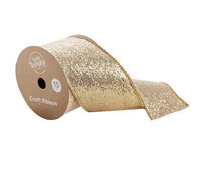 2.5" x 15' Gold Mesh Glitter Craft Ribbon