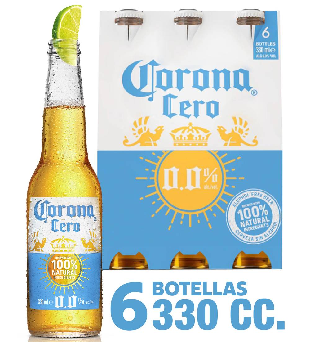 Corona · Pack cerveza cero alcohol (6 x 330 ml)