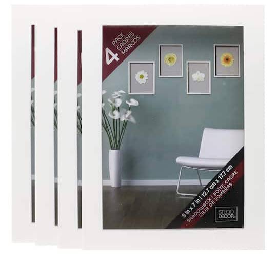 4 Pack 5" X 7" White Shadow Box By Studio Decor