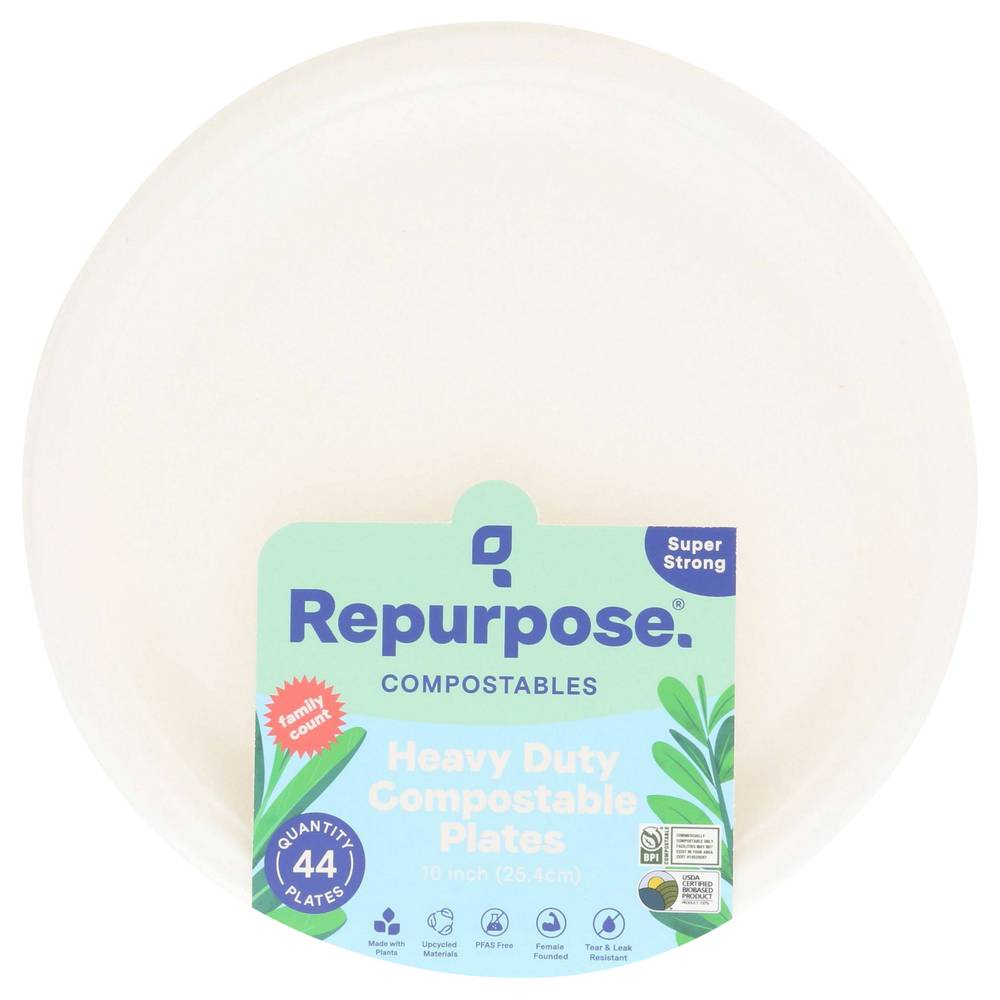 Repurpose Compostables 10 Inch Heavy Duty Bigger Plates (44 plates)