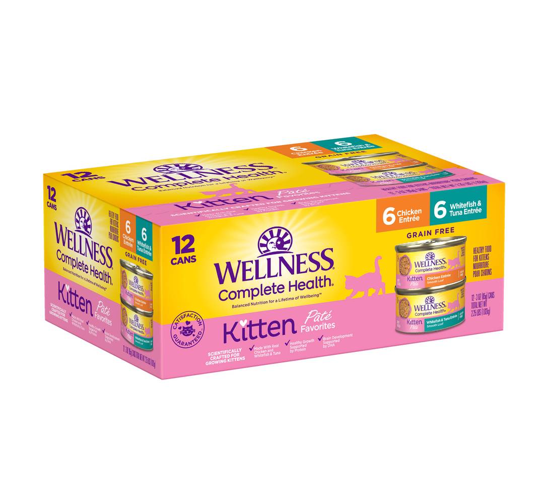 Wellness Complete Health Kitten Canned Wet Cat Food, Chicken (3 oz, 12 ct)