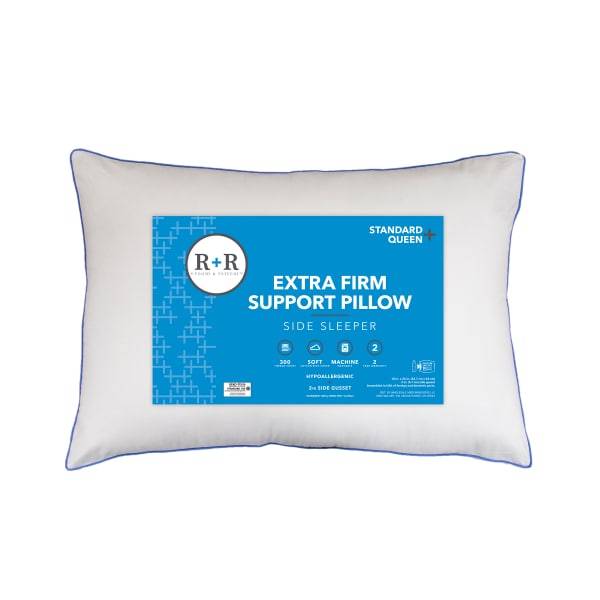 R+R Extra Firm Support Side Sleeper Pillow, Standard/Queen