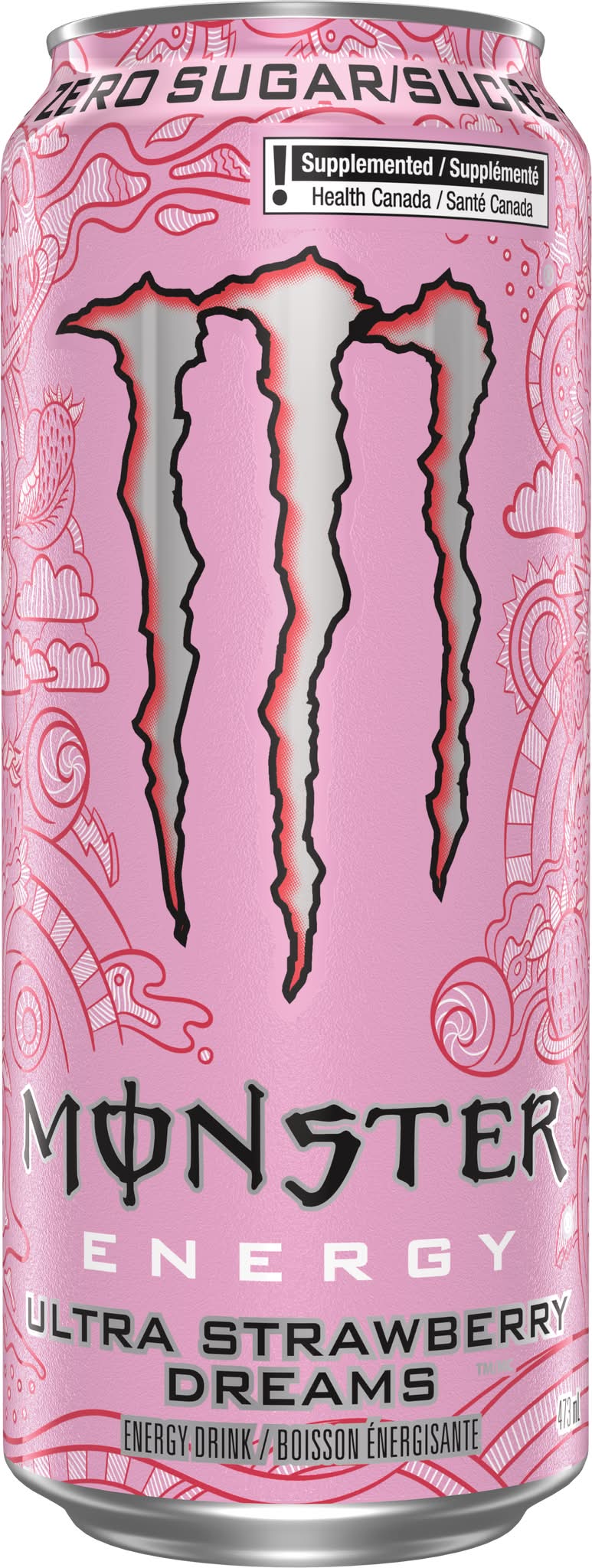 Monster Energy Zero Sugar Energy Drink, Ultra Strawberry Dreams (473 ml)