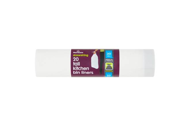 Morrisons Tall Waste Liners 30l 20pk