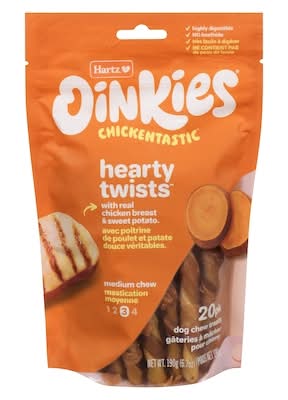 Hartz Oinkies Gâteries À Mâcher Pour Chiens Mastication Moyenne / Oinkies Dog Chew Treats Hearty Twists Medium Chew 190.0 G