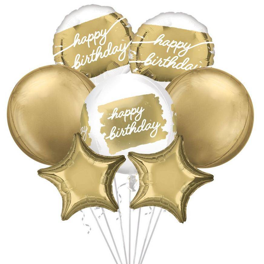 Uninflated Golden Age Birthday Foil Balloon Bouquet, 7pc