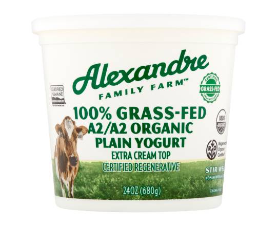Alexandre Family Farm Grass Fed A2 Organic Plain Yogurt (24 oz)