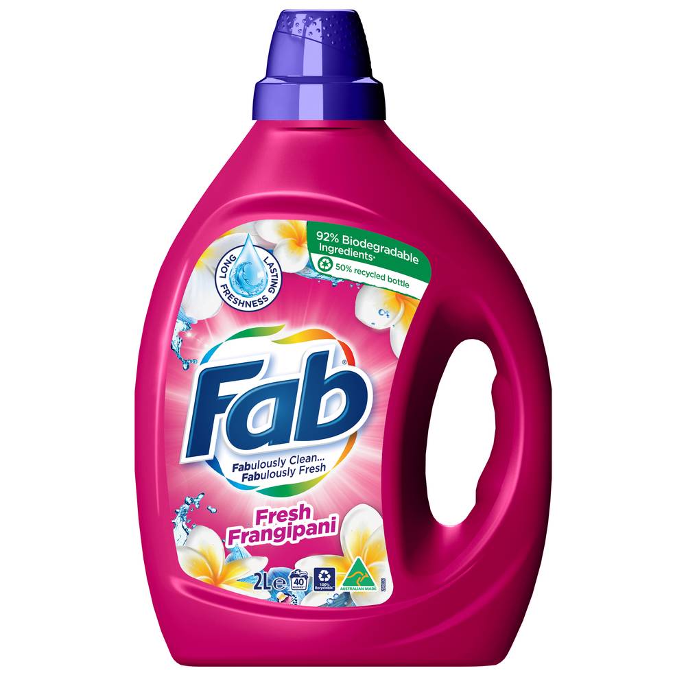 Fab Front & Top Load Laundry Liquid, Fresh Frangipani (2L)