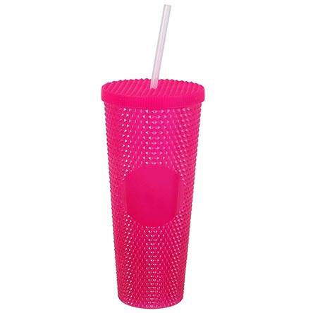 Vaso Diamante Con Popote 1lt 22.5x10cm - Fiusha