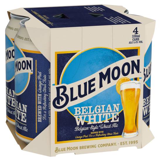 Blue Moon Belgian White American Craft Wheat Beer (4 ct, 330 ml)