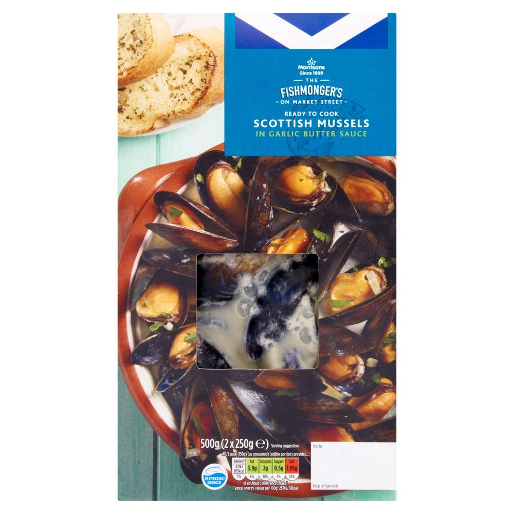 Morrisons The Fishmonger's on Market Street Scottish Mussels in Garlic Butter Sauce (2 pack)