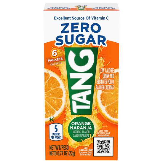 Tang Zero Sugar Low Calorie Drink Mix (6 ct, 0.77 oz) (orange naranja)