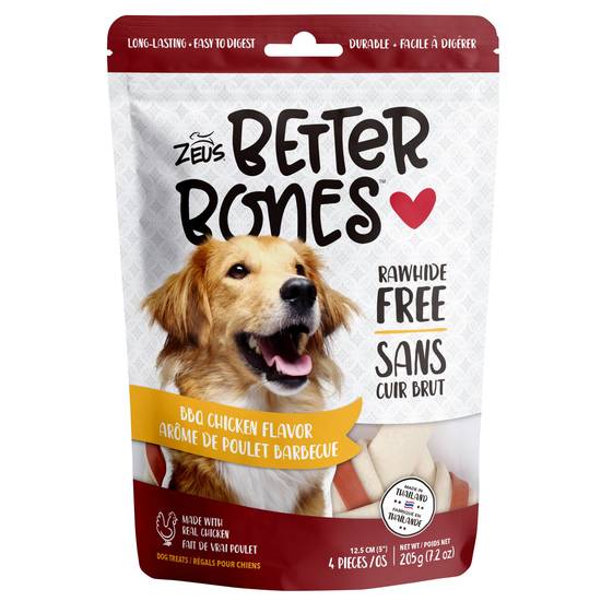 Zeus Better Bones Rawhide Free Dog Treats - BBQ Chicken Flavour (Size: 4 Count)