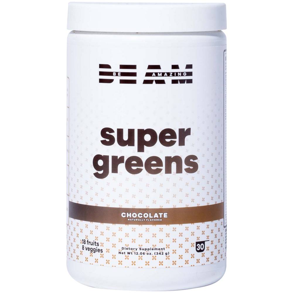 Super Greens Powder With Prebiotic Fiber - Chocolate (30 Servings)