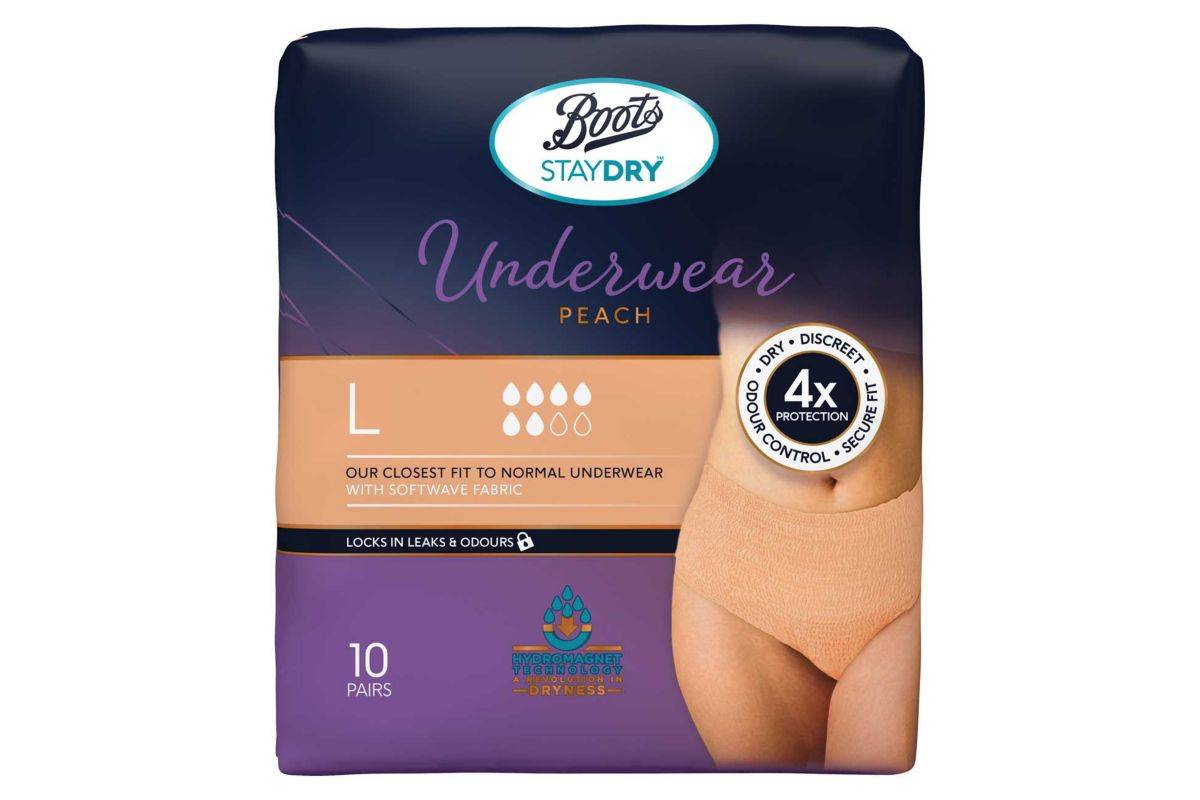 Boots Staydry Underwear Peach - Large - 10 pairs