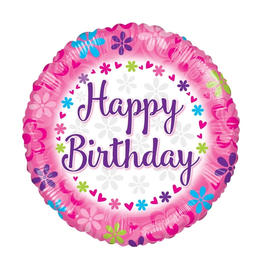 Happy Birthday Pink Foil Balloon