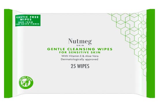 Nutmeg Gentle Cleansing Wipes For Sensitive Skin (25 pack)