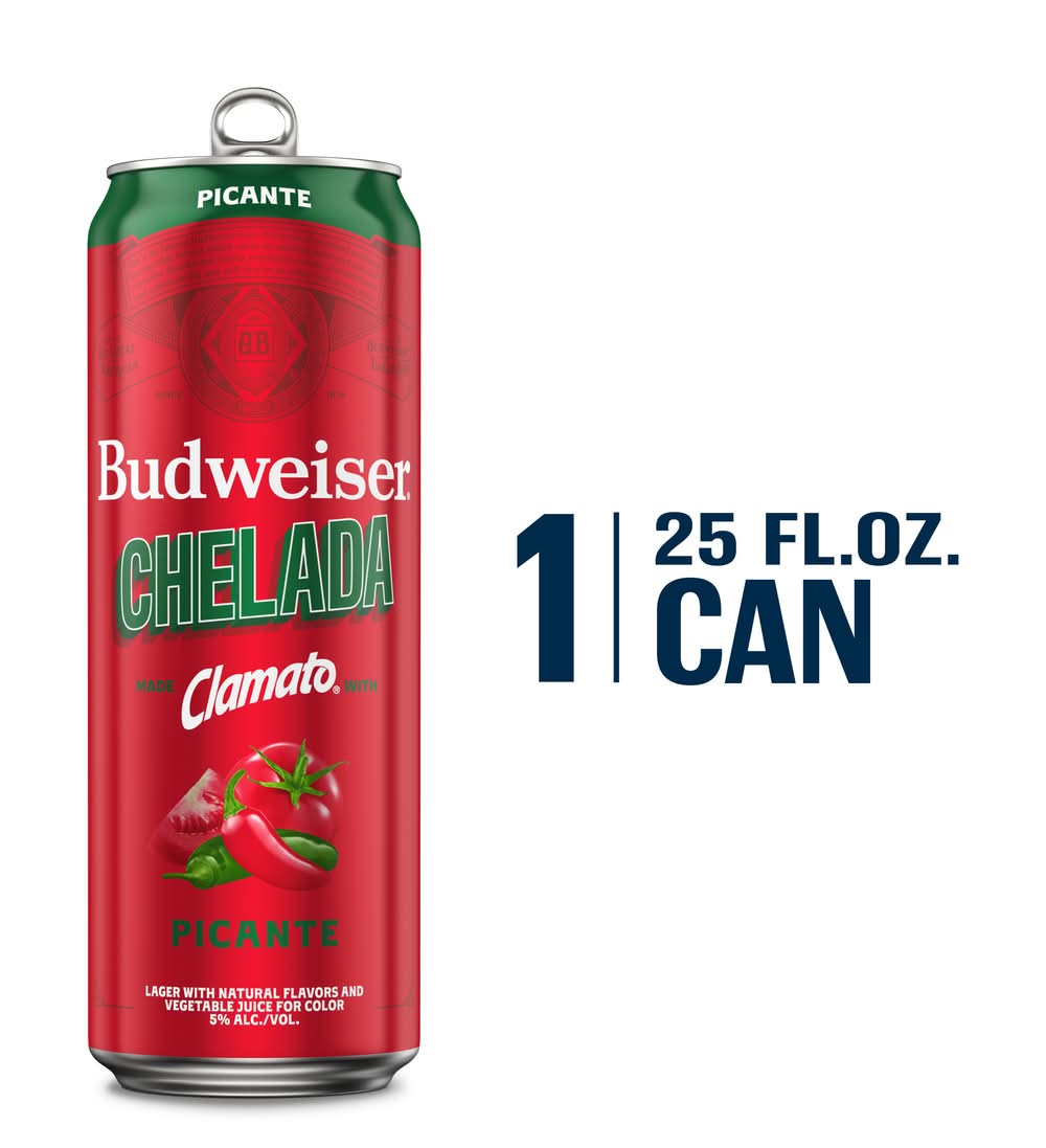 Budweiser Chelada Clamato Lager Beer, Picante (25 fl oz)