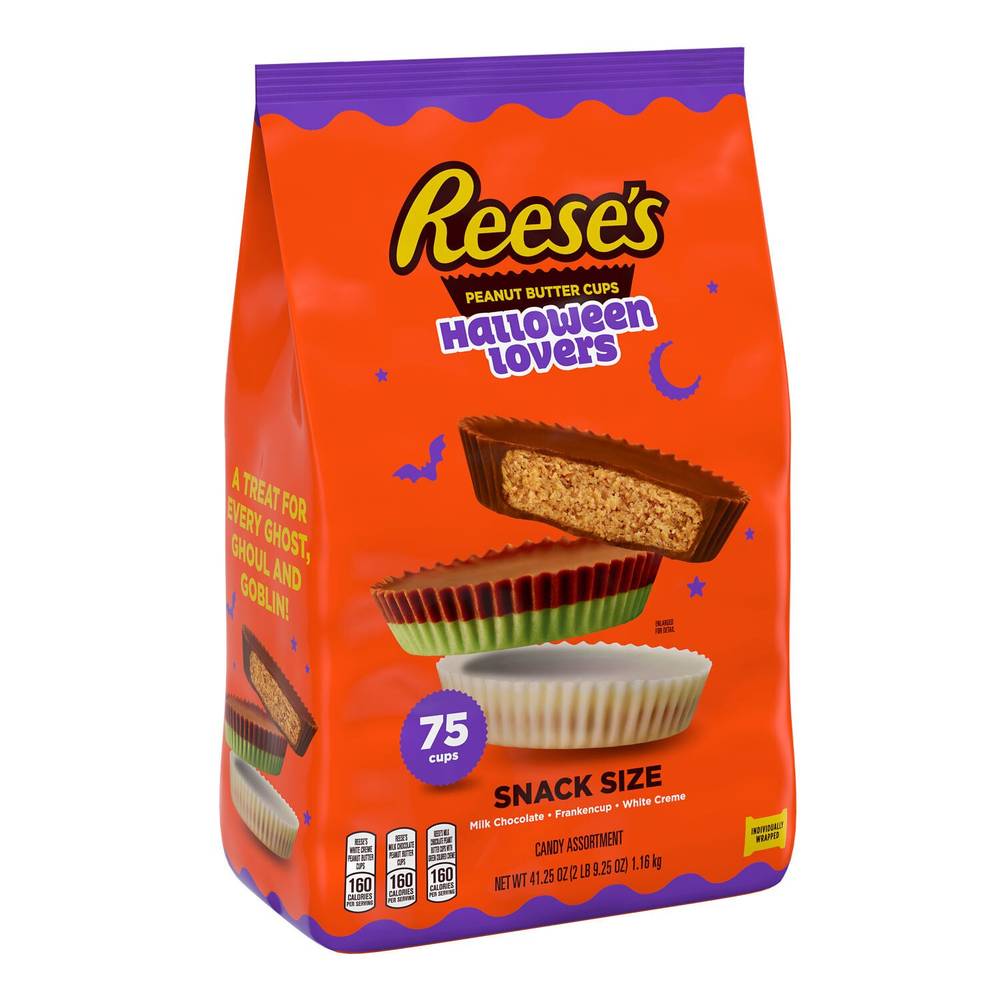 Reese'S Assorted Milk Chocolate, White Creme Peanut Butter Snack Size, Halloween Candy Bulk Variety Bag, 75 Ct, 36.03 Oz