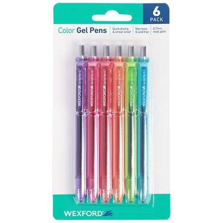 Wexford Assorted Colors 0.7mm Med Point Retractable Gel Pens