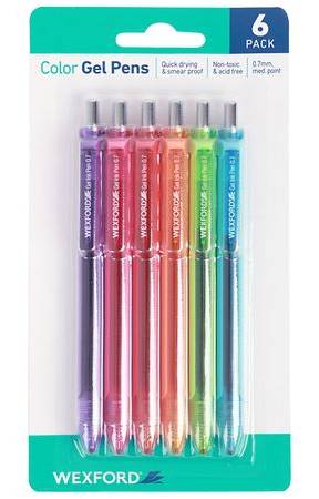 Wexford Assorted Colors 0.7mm Med Point Retractable Gel Pens