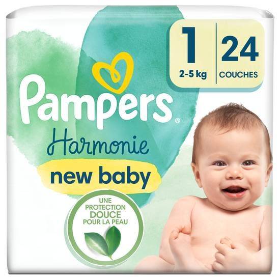 Pampers harmonie couches taille 1, 24 couches, 2kg - 5kg
