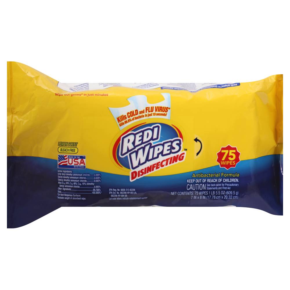 Redi Wipes Lemon Scent Disinfecting Wipes (75 ct)