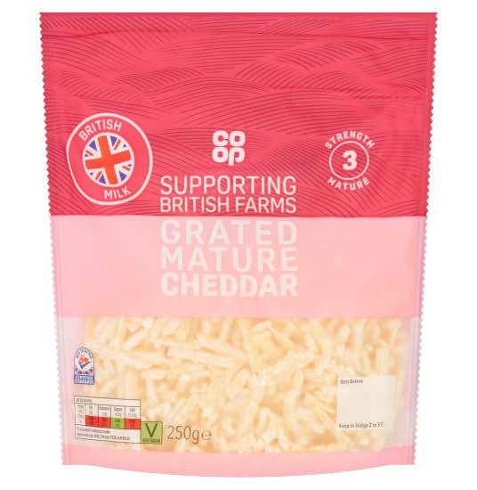 Co-op British Grated Mature Cheddar Cheese (250g)