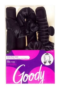 Goody Heatless Hair Curler With Claw Clips and Scrunchies, Black (4 ct)