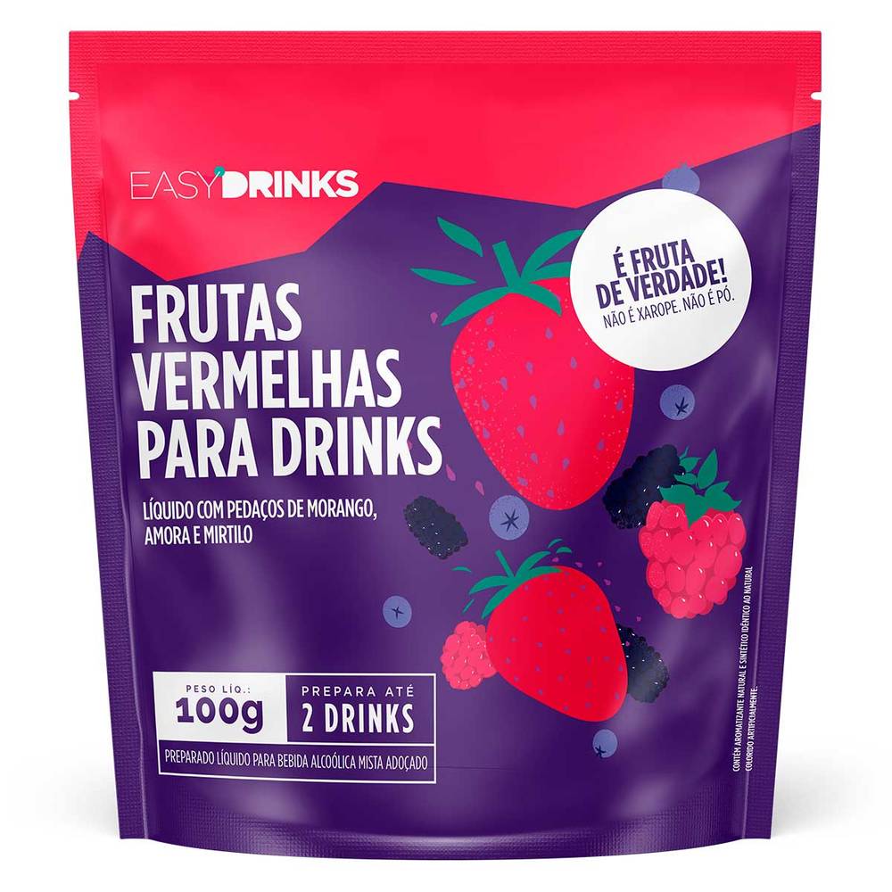 Easy drinks preparado para drinks sabor frutas vermelhas (100g)