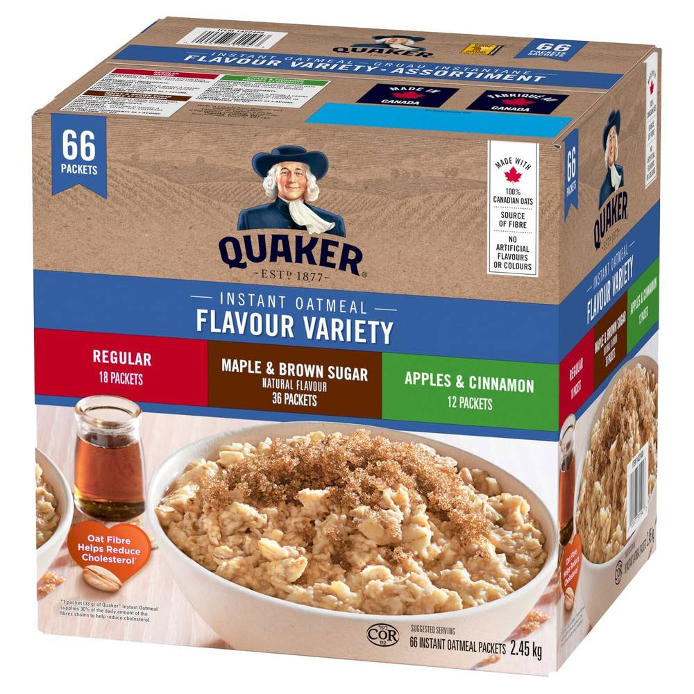 Quaker Instant Oatmeal 3 Flavour Variety Pack, 2.45 Kg