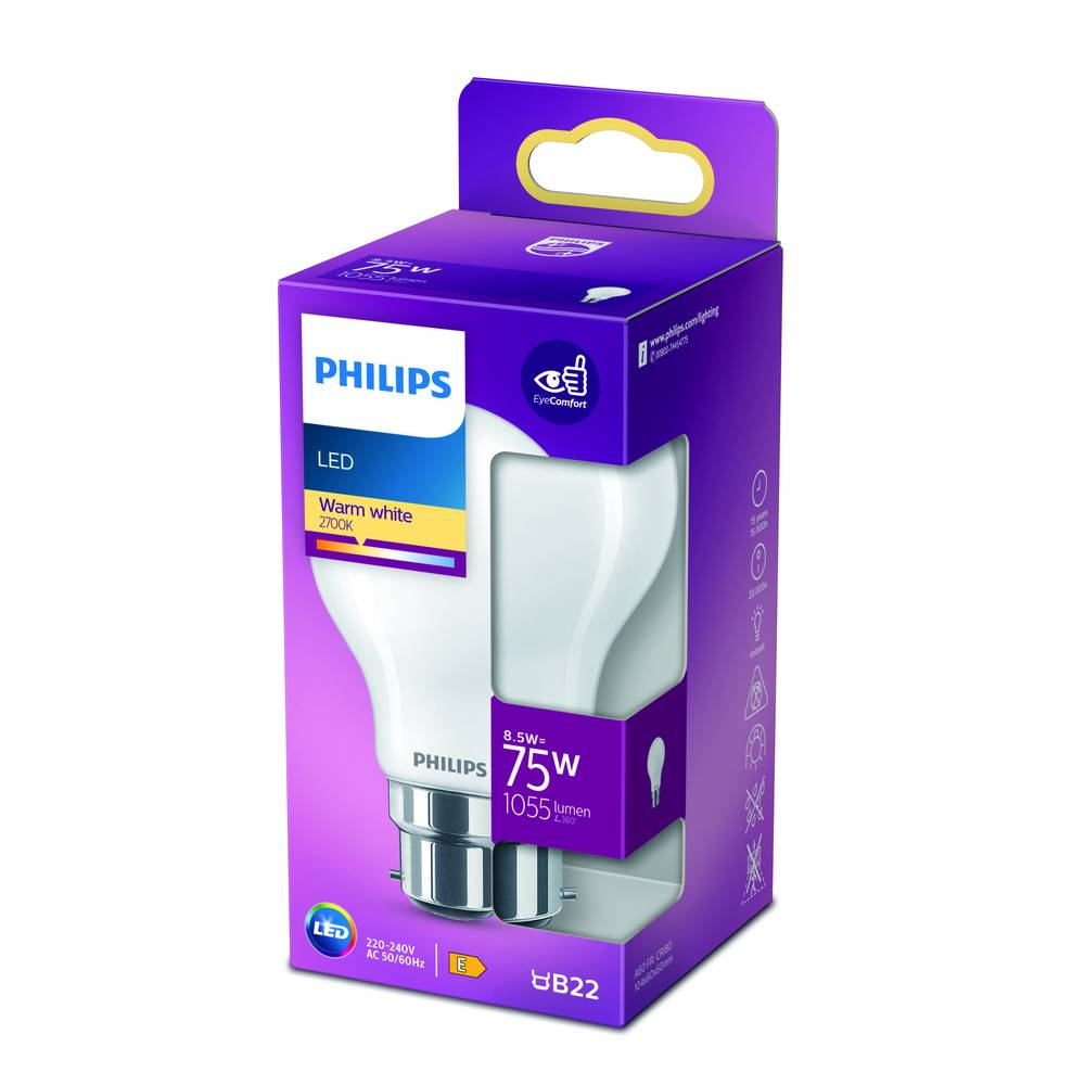 Philips - Ampoule led standard b22 75w blanc chaud dépolie verre