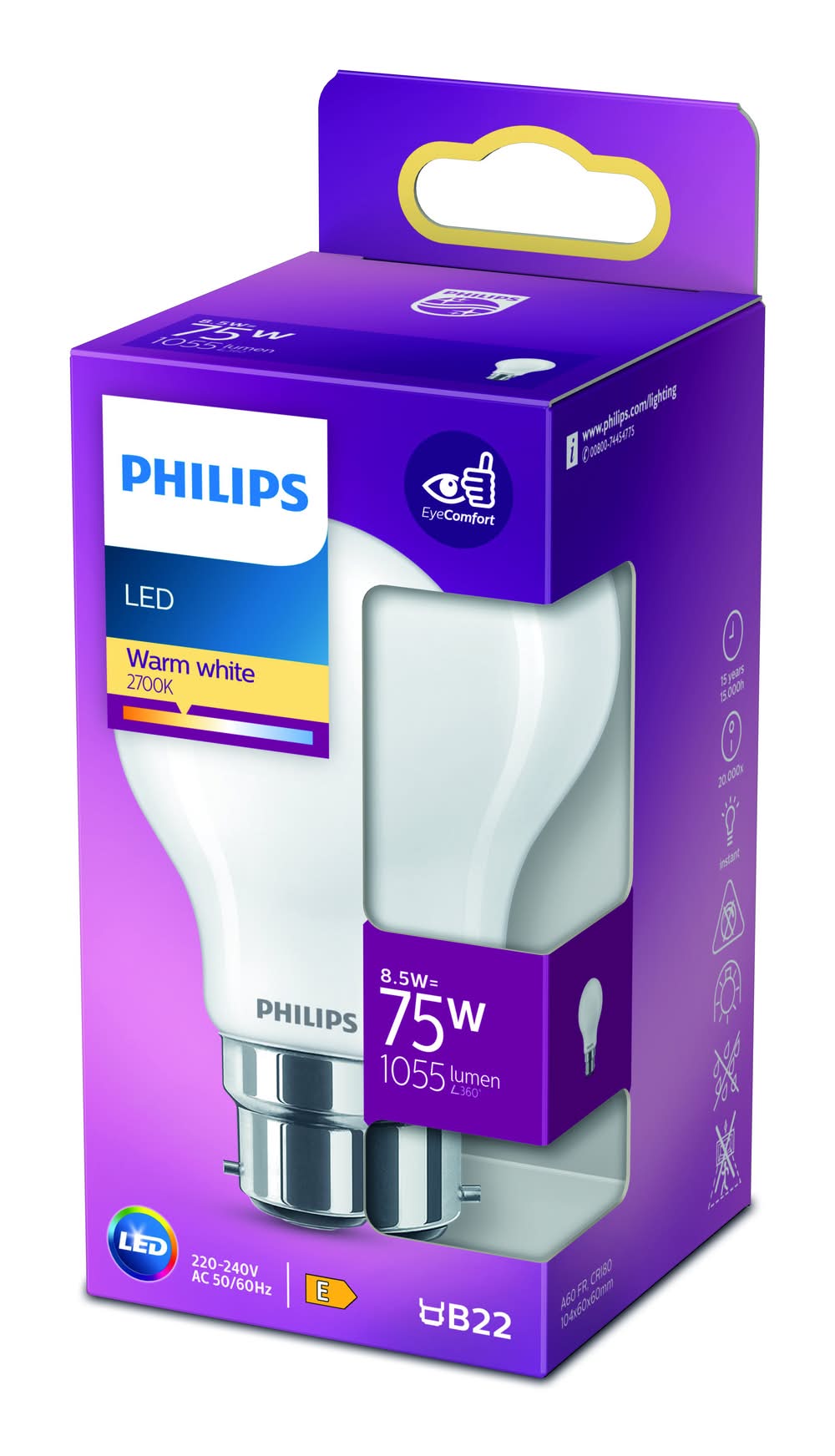 Philips - Ampoule led standard b22 75w blanc chaud dépolie verre