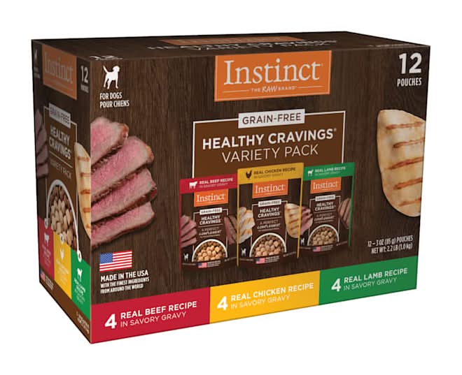 Instinct Healthy Cravings Grain Free Recipe Variety Pack Natural Wet Dog Food Topper, 3 oz., Count of 12