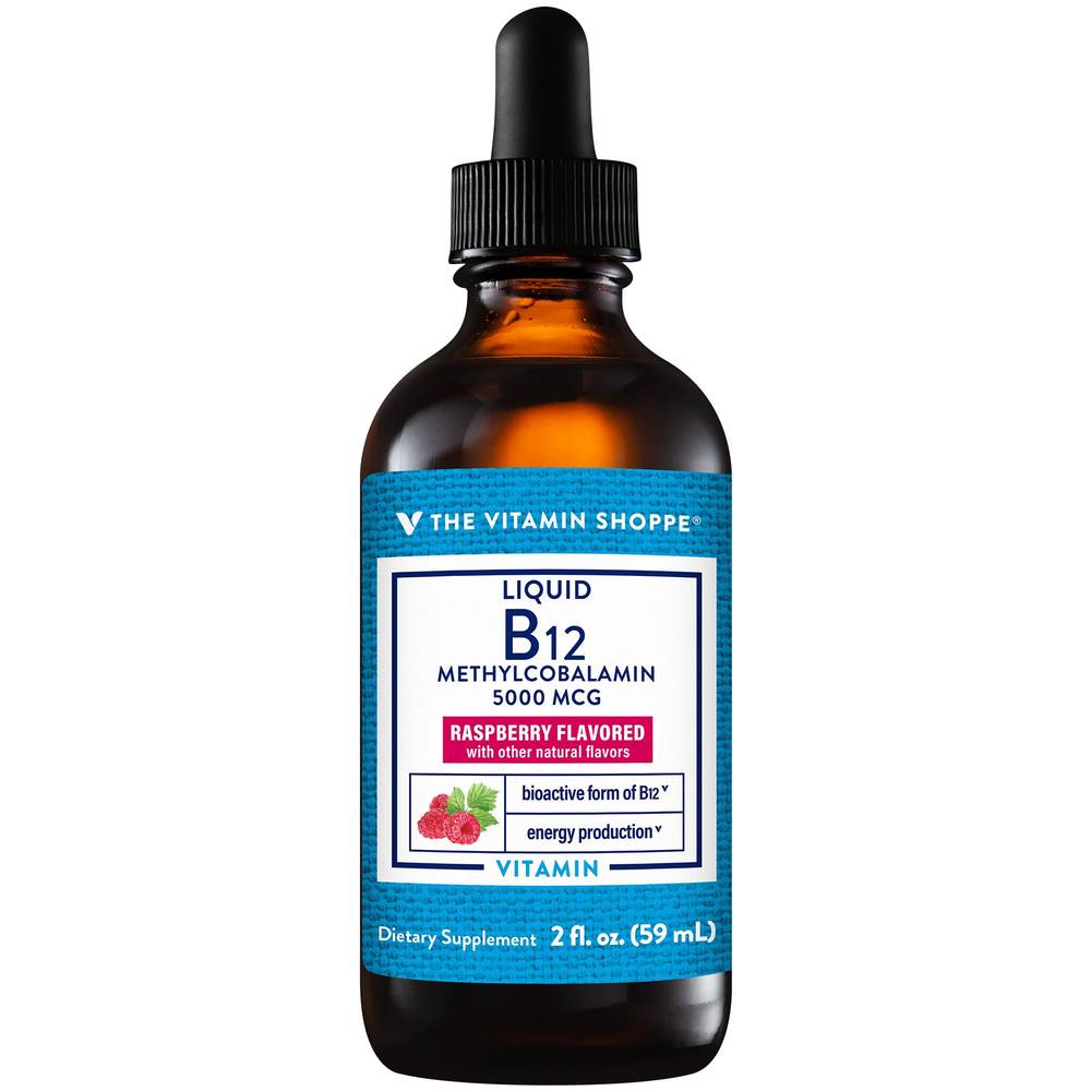 The Vitamin Shoppe Liquid B12 Methylcobalamin 5000 Mcg Supplement, Raspberry (2 fl oz)