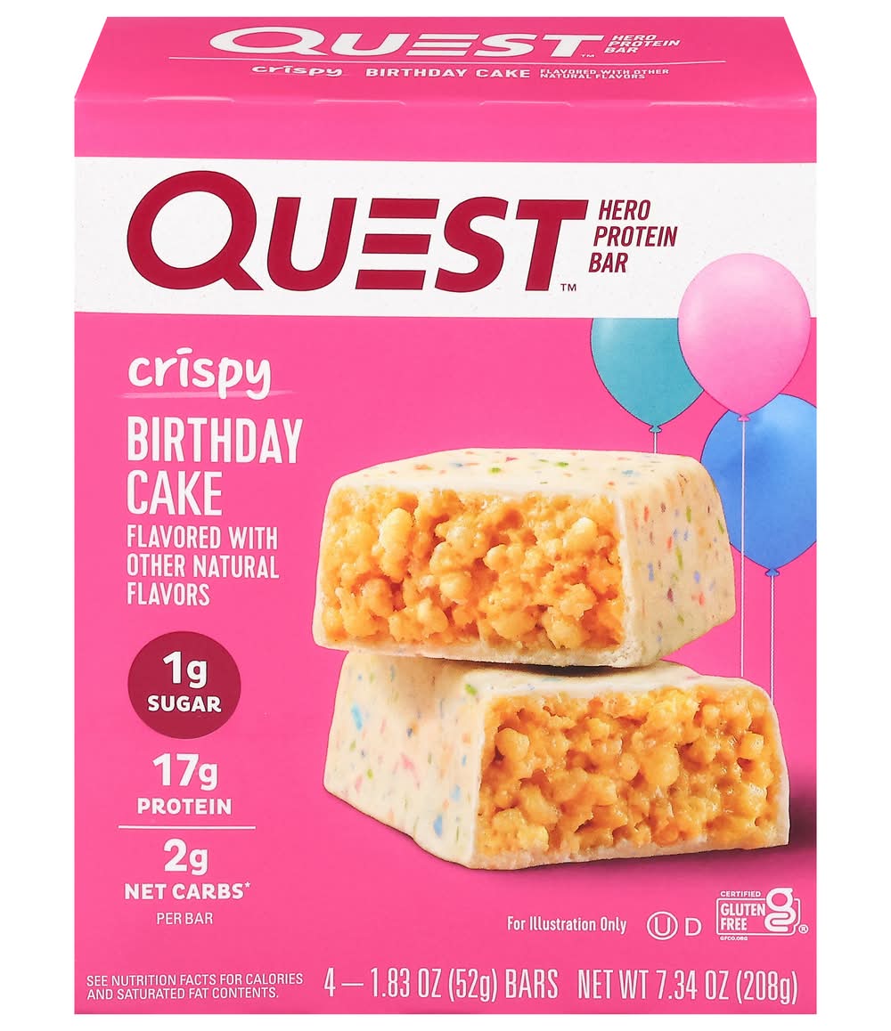 Quest Crispy Hero Protein Bar, Birthday Cake (1.83 oz, 4 ct)