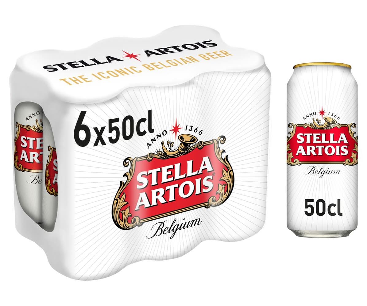 Stella Artois Premium Lager Beer Canettes 6 x 50 cl
