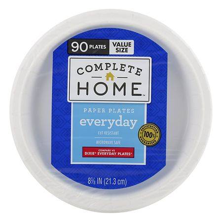 Complete Home Everyday Paper Plates, 8 3/8 In, White (90 ct)