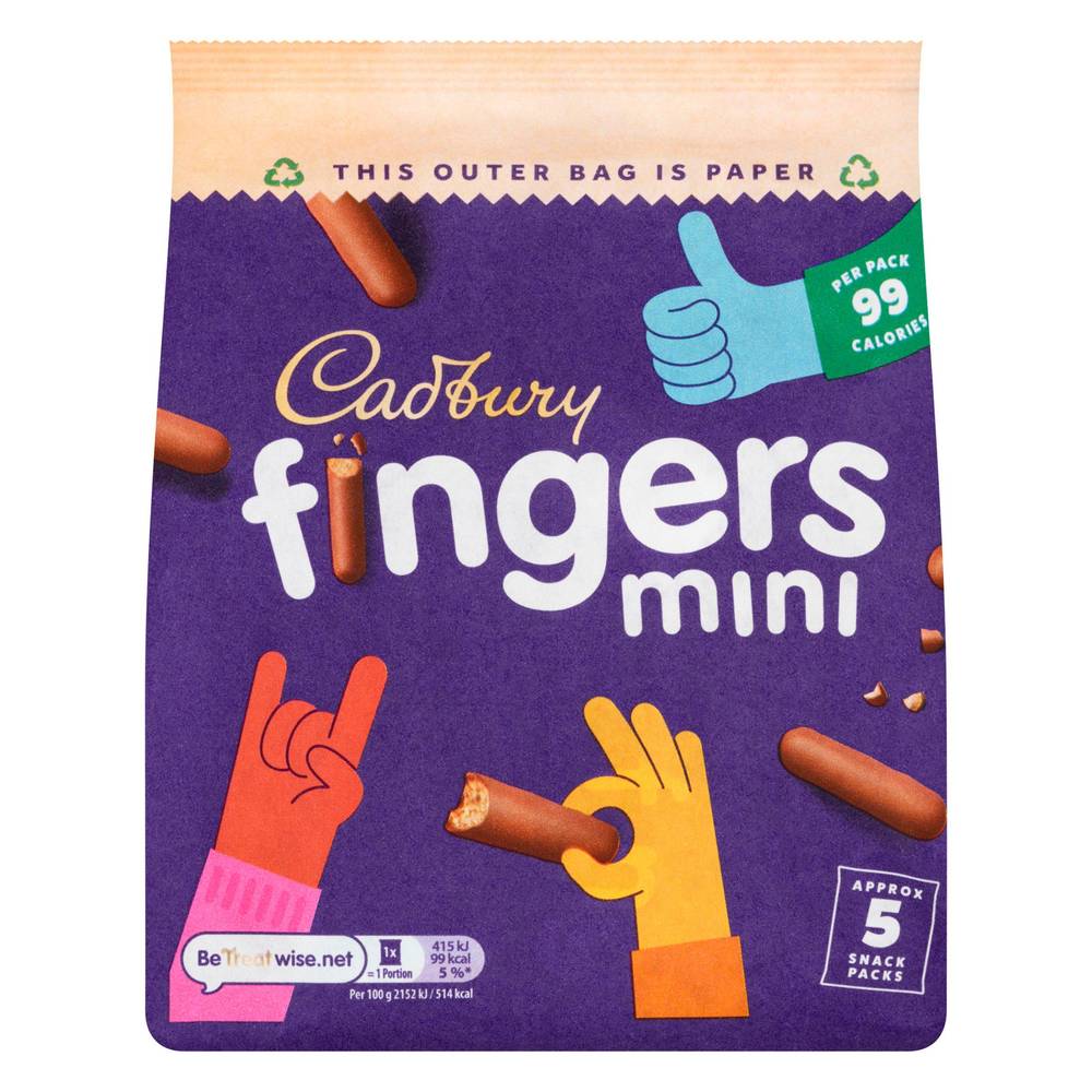 Cadbury Fingers Milk Chocolate Mini Biscuits (5 pack)