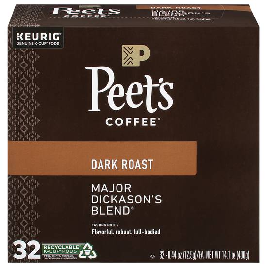 Peet's Coffee Major Dickason's Blend K-Cup Pods Dark Roast Coffee (32 pack, 0.44 oz)