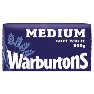 Warburtons Medium Sliced Soft White Bread 800g