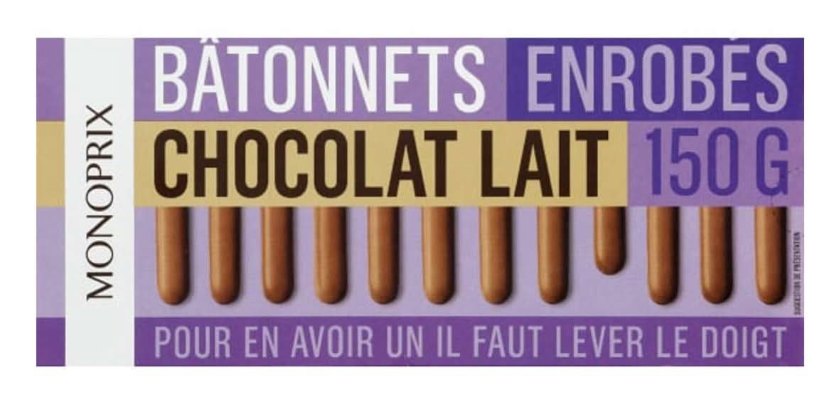 Monoprix - Bâtonnets enrobés chocolat lait (150g)
