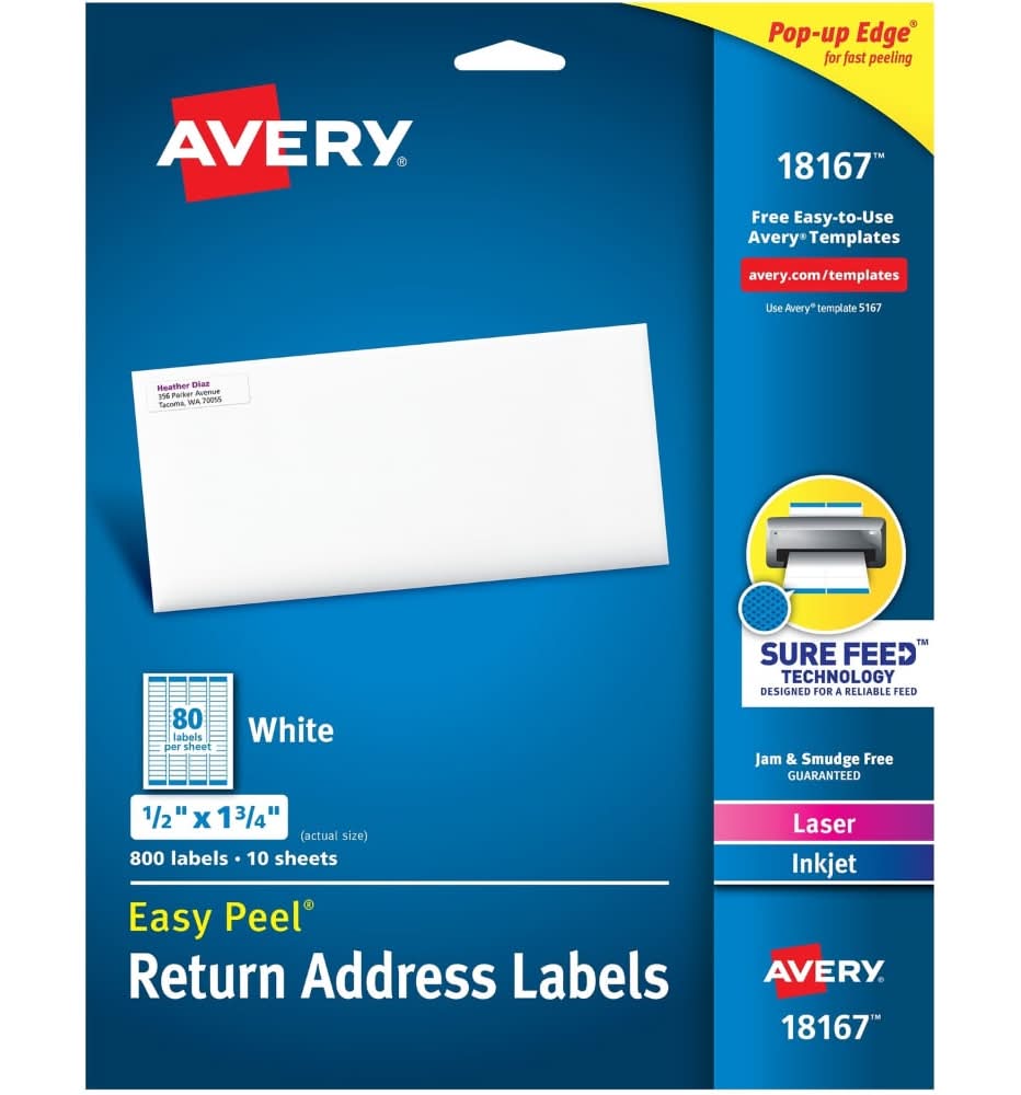 Avery White Return Address Labels 1816