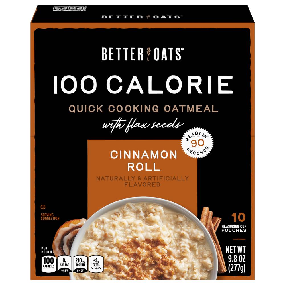 Better Oats Cinnamon Roll Instant Oatmeal With Flax Seeds (9.8 oz)